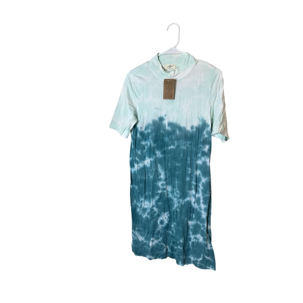 T.La Dress Womens XS Blue Tie Dye Mock Neck T Shirt Mini Casual Jersey Travel
